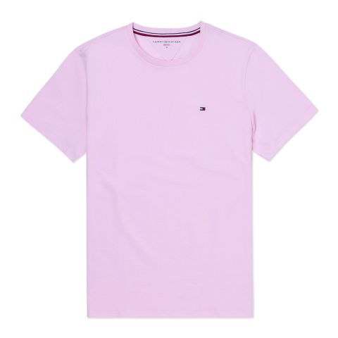 TOMMY 熱銷圓領刺繡Logo素面短袖T恤-粉色