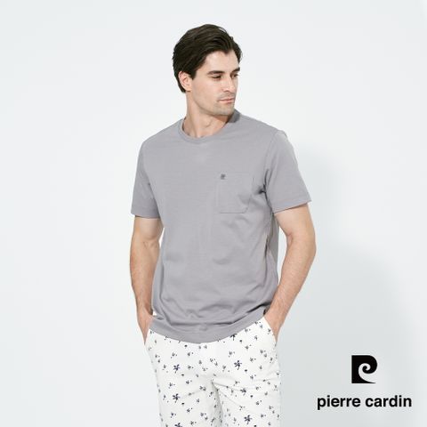 【pierre cardin 皮爾卡登】男款 抗菌消臭素色短袖圓領T恤-灰色 (5257284-95)