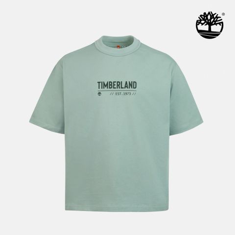 Timberland 中性藍銀色款寬版短袖LOGO T恤|A5RUGEYM