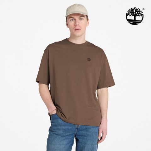 Timberland 男款咖啡色寬版休閒短袖T恤|A6AF7BK0