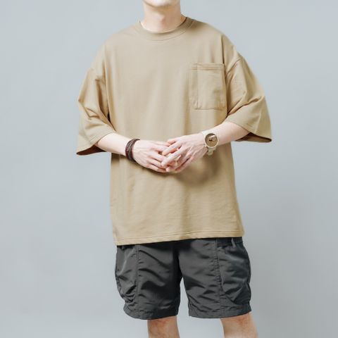 【AMERO】男裝 女裝 圓領短袖T恤 筆袋口袋 寬鬆 落肩 情侶裝