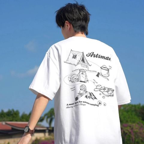【AMERO】男裝 女裝 短袖圓領Ｔ恤 露營印花