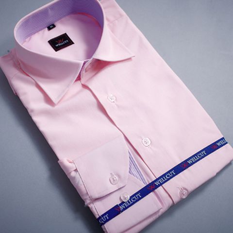 【WELLCUT 】經典粉紅色紫白飾條襯衫