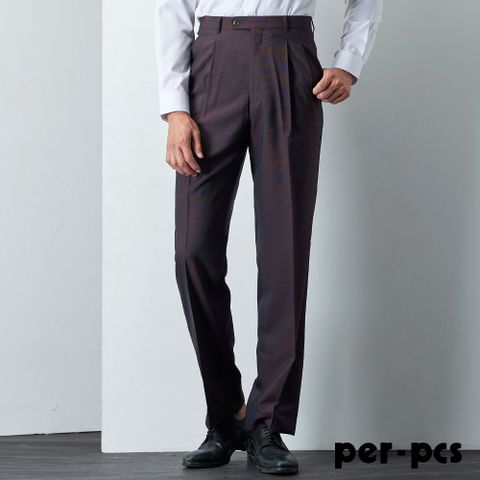 【per-pcs】奢華品味打褶西褲_暗紫紅(82213)