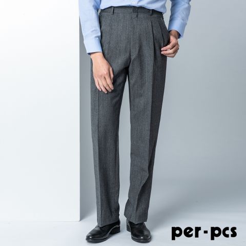【per-pcs】品味時尚打摺西褲_深灰(802218)