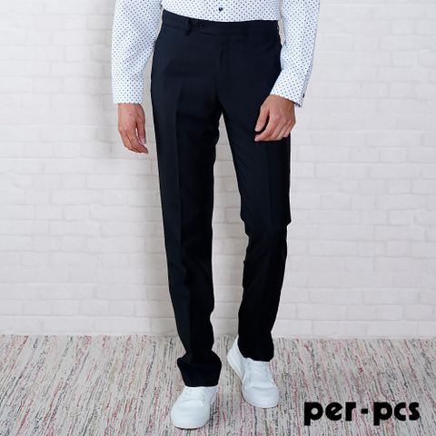 【per-pcs】品味紳士合身平面西褲_黑色(817103)