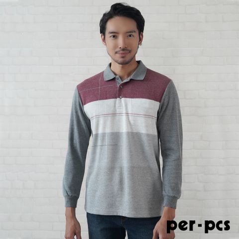 【per-pcs】休閒棉混保暖長袖休閒POLO衫_灰(822505)