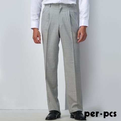 【per-pcs】英式輕商務打摺西褲_灰(88207)
