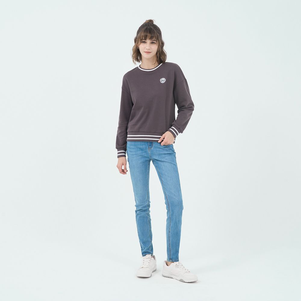 GIORDANO 佐丹奴 女裝撞色圓領大學TEE-98 葡萄乾紫
