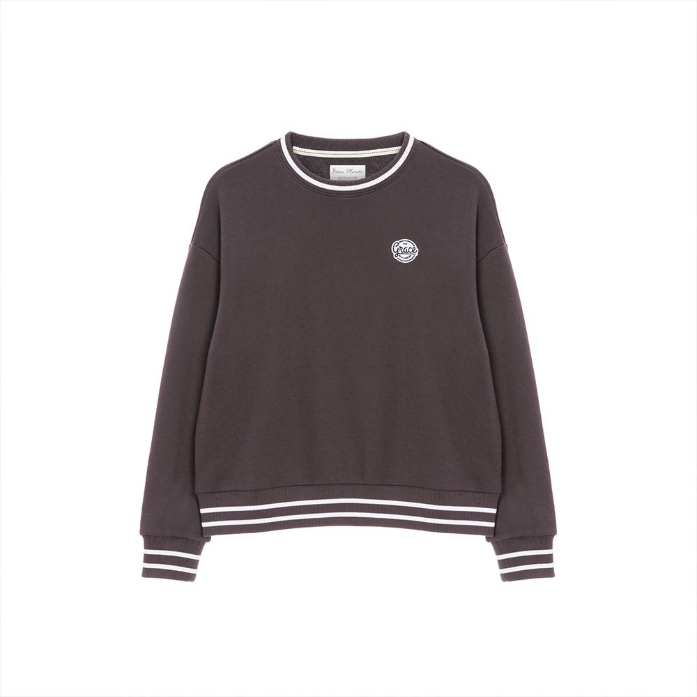 GIORDANO 佐丹奴 女裝撞色圓領大學TEE-98 葡萄乾紫