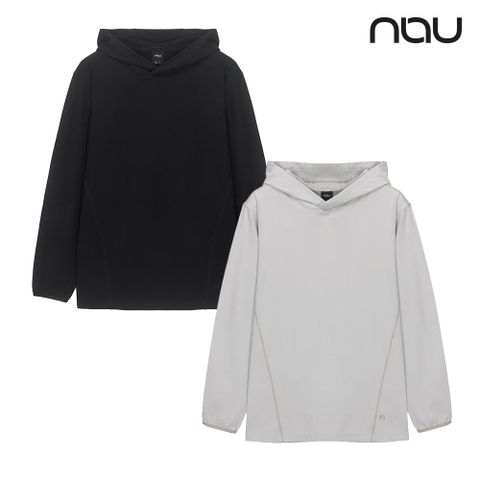【nau】雙面刷毛連帽長袖上衣(暖灰色/黑色)-彈性佳 雙面刷毛 保暖連帽上衣|NUDB2NC702