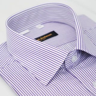 【金安德森】紫白條紋窄版襯衫-短袖