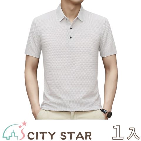 CITY STAR 商務休閒透氣華夫格冰絲涼感POLO衫M-4XL