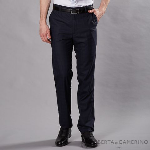 ROBERTA諾貝達 合身版 商務 平面格紋西裝褲 深藍