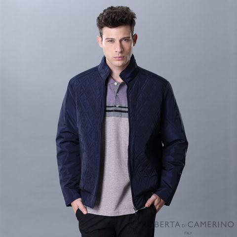 【ROBERTA諾貝達】 簡約菱格 內裡鋪棉夾克外套ROF70-39藍色