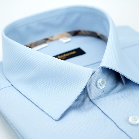 【金安德森】經典格紋繞領藍色暗紋吸排窄版襯衫-短袖