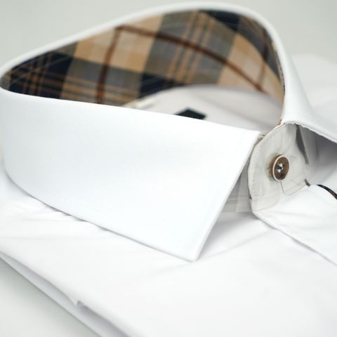 【金安德森】經典格紋繞領白色門襟變化窄版襯衫-長袖(轉)