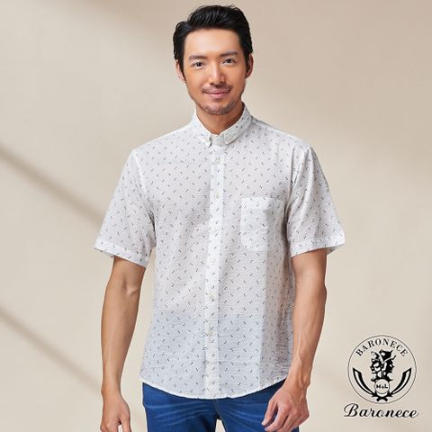 【BARONECE】歐式經典風尚短袖襯衫_白(520406-10)