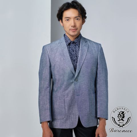 【BARONECE】極致輕量棉麻休閒西裝_藍(524307-09)