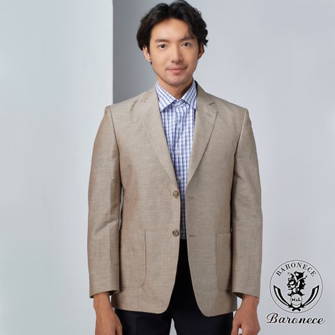 【BARONECE】柔軟親膚棉麻休閒西裝_淺咖(524308-07)