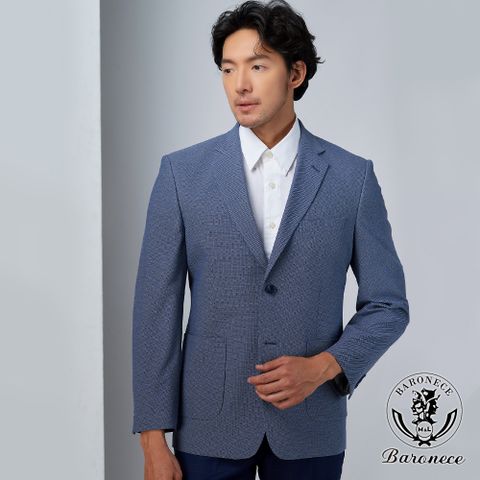 【BARONECE】商務紳士棉混休閒西裝_藍(524316-08)