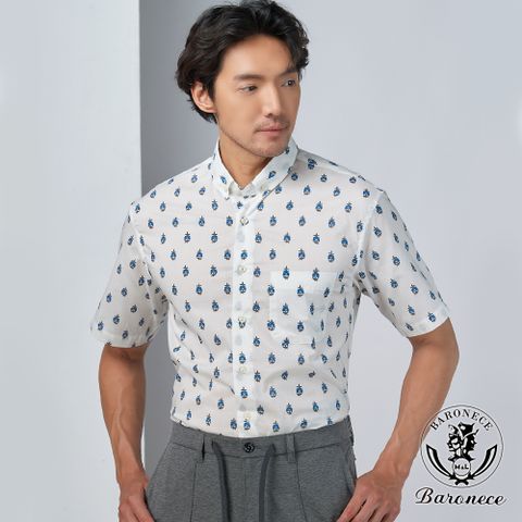 【BARONECE】紳士魅力休閒短袖襯衫(524408-01)