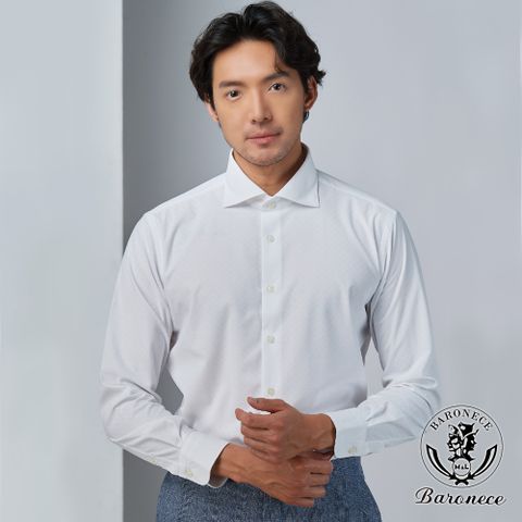 【BARONECE】質感呈現格紋休閒長袖襯衫_白(540605-01)