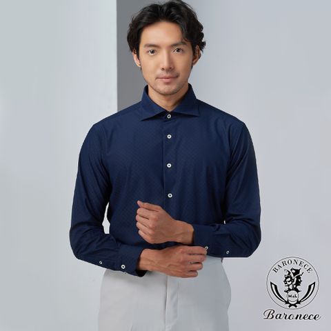 【BARONECE】質感呈現格紋休閒長袖襯衫_藍(540605-10)
