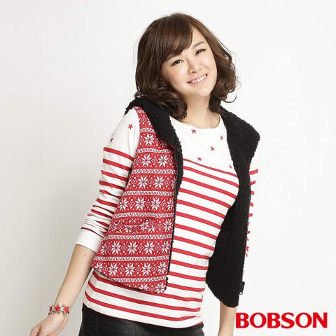 【BOBSON】女款雪花雙面穿背心(31115-13)