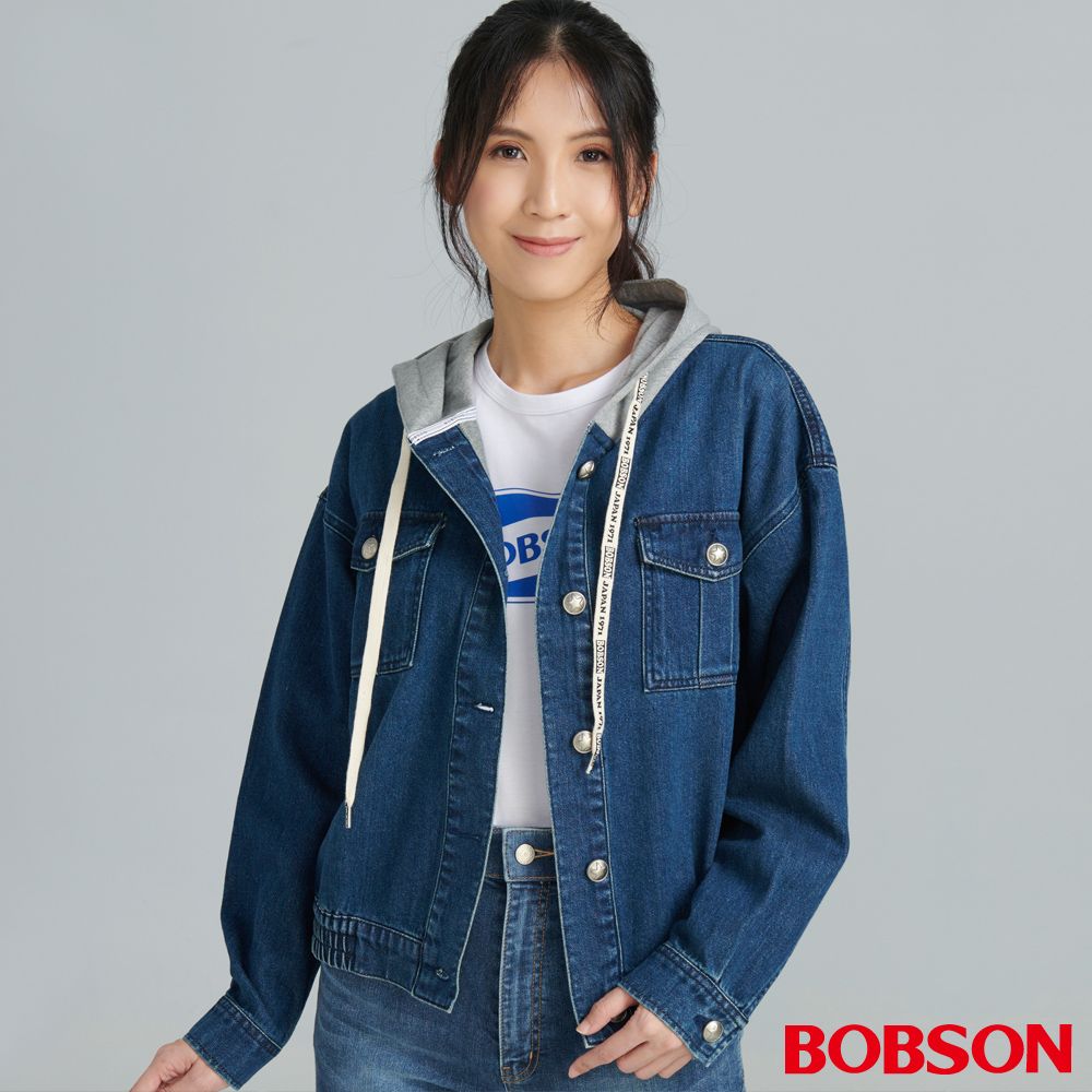 BOBSON 女款針織連帽牛仔外套(JL0027-53)