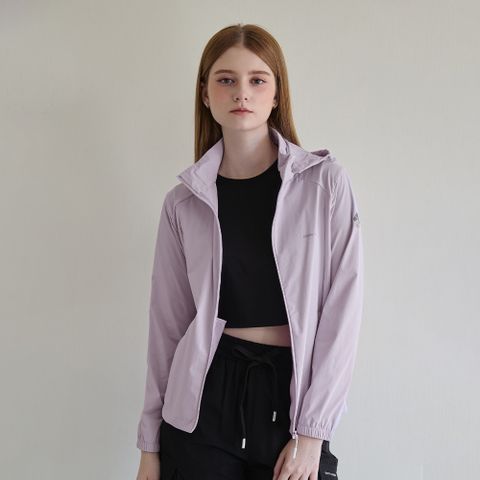 【pierre cardin 皮爾卡登】女款 涼感透氣防曬抗UV彈力可拆式連帽夾克外套-淺紫色 (6257691-22)