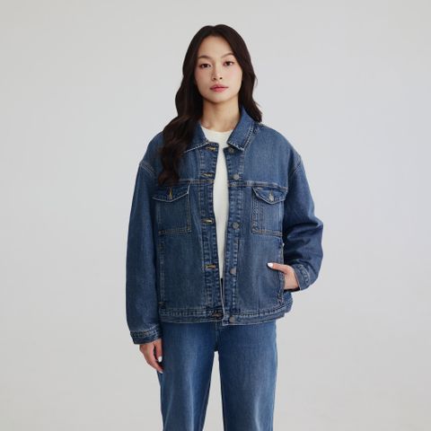 Timberland 女款靛藍色寬版天絲™牛仔保暖外套|A2QTMA2X