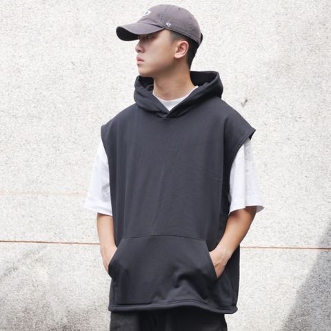 【AMERO】男女裝 背心連帽Ｔ恤 素面 口袋 情侶裝