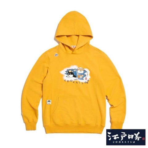 江戶勝 男裝 勝太郎系列 勝太郎泡溫泉長袖連帽T恤 (桔黃色)