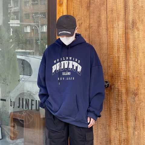 【AMERO】男裝 女裝 長袖連帽Ｔ恤 貼布繡爬線英文字 情侶裝