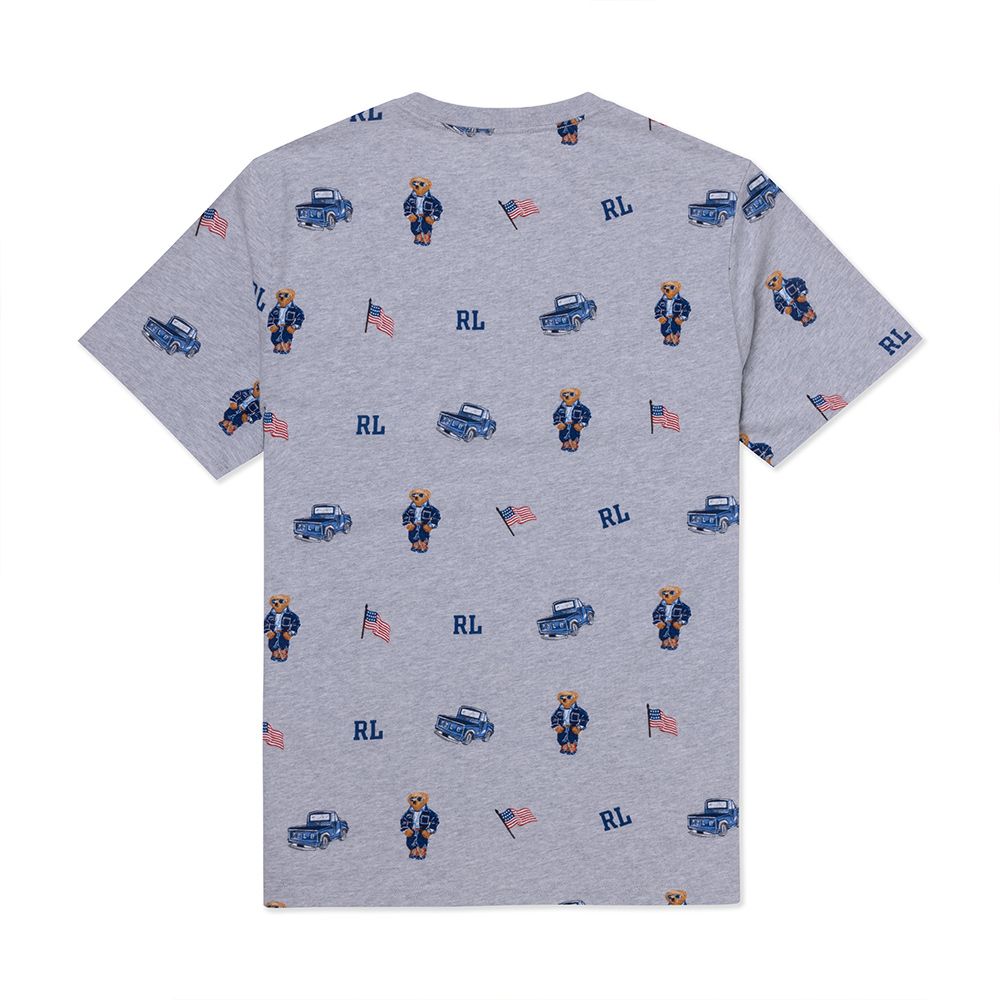 RALPH LAUREN POLO 熱銷刺繡滿版熊圖案短袖T恤(青年款)-灰色