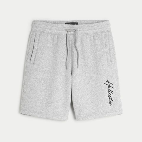 Hollister 海鷗 HCO 熱銷刺繡文字棉短褲-灰色