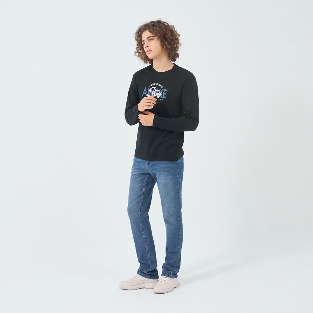 GIORDANO 佐丹奴 男裝修身彈力牛仔褲-76 中藍