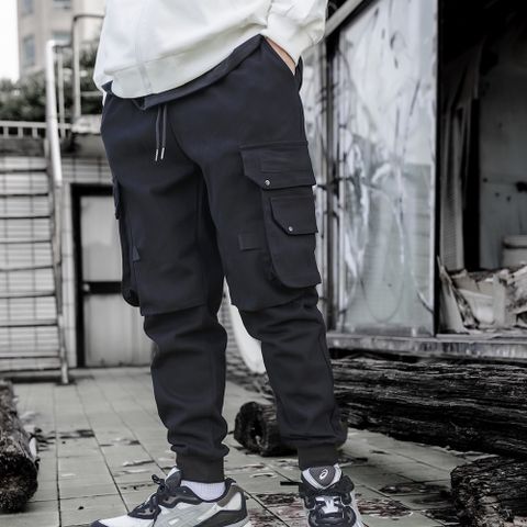 【AMERO】男女款 斜紋布料 多口袋 縮口褲 休閒褲 情侶裝