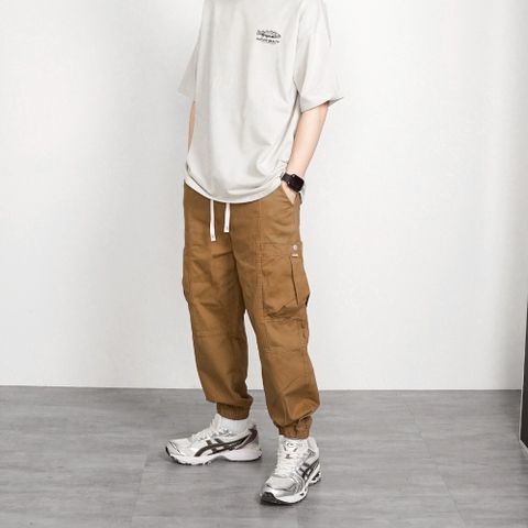 【AMERO】男女款 側袋 縮口長褲 鬆緊褲頭 情侶裝
