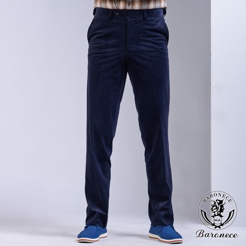 【BARONECE】商務休閒微厚款平面單褲_藍(621121-10)