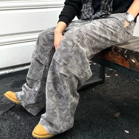 【AMERO】男裝 女裝 迷彩褲 工裝褲 彎刀褲 大口袋