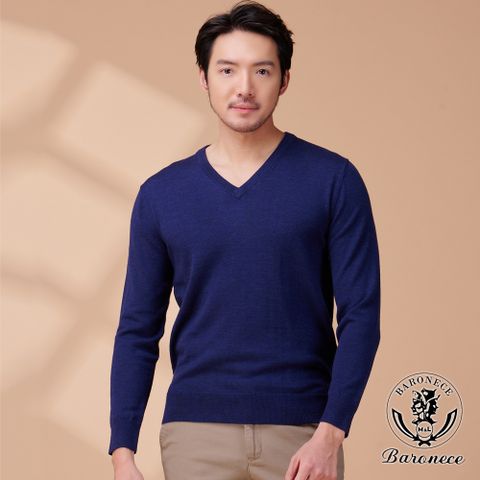 【BARONECE】高雅魅力V領針織毛衣_藍(624778-09)