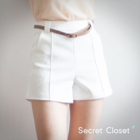 Secret Closet 秘密衣櫥 挺版直紋短褲(附腰帶)