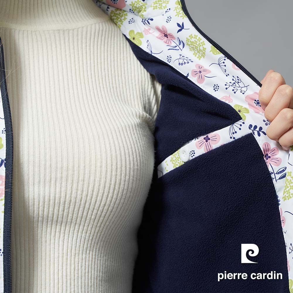 Pierre Cardin 皮爾卡登 女裝 戶外防風防潑水可拆帽北歐風印花外套-淺粉色 (6245792-75)