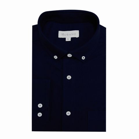 [MURANO]舒適保暖磨毛長袖襯衫-深藍色