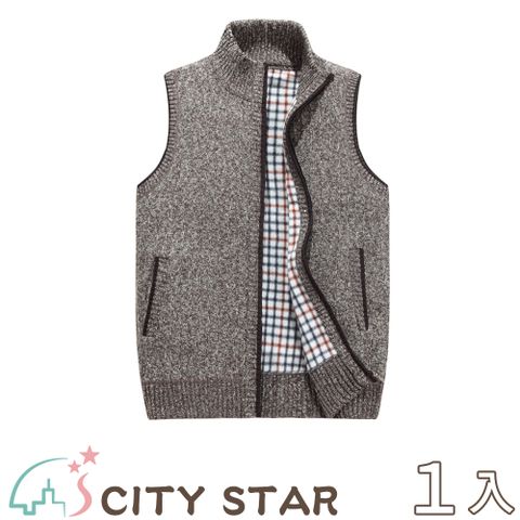 【CITY STAR】商務紳士加絨加厚立領毛衣馬甲背心L-3XL