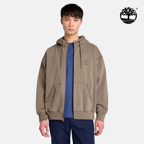 Timberland 男款咖啡色寬版全拉鍊連帽上衣|A6NC3BK0