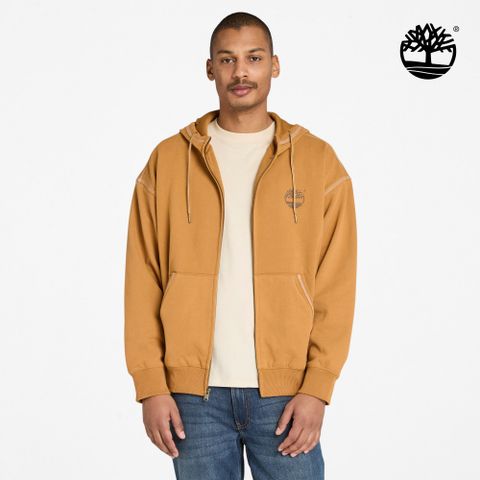 Timberland 男款小麥色寬版全拉鍊連帽上衣|A6NC3P47