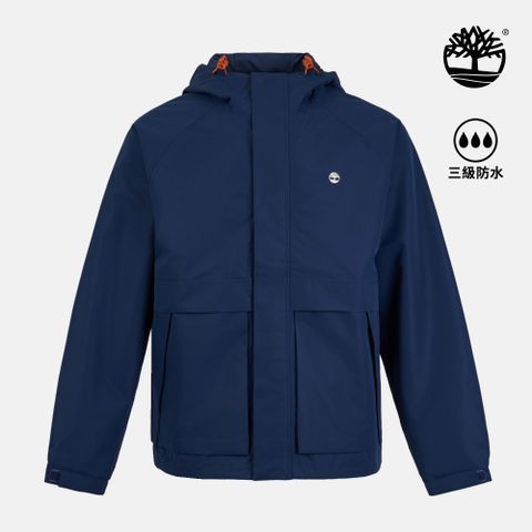 Timberland 男款藍黑色寬版硬殼防水外套|0YH6HP52